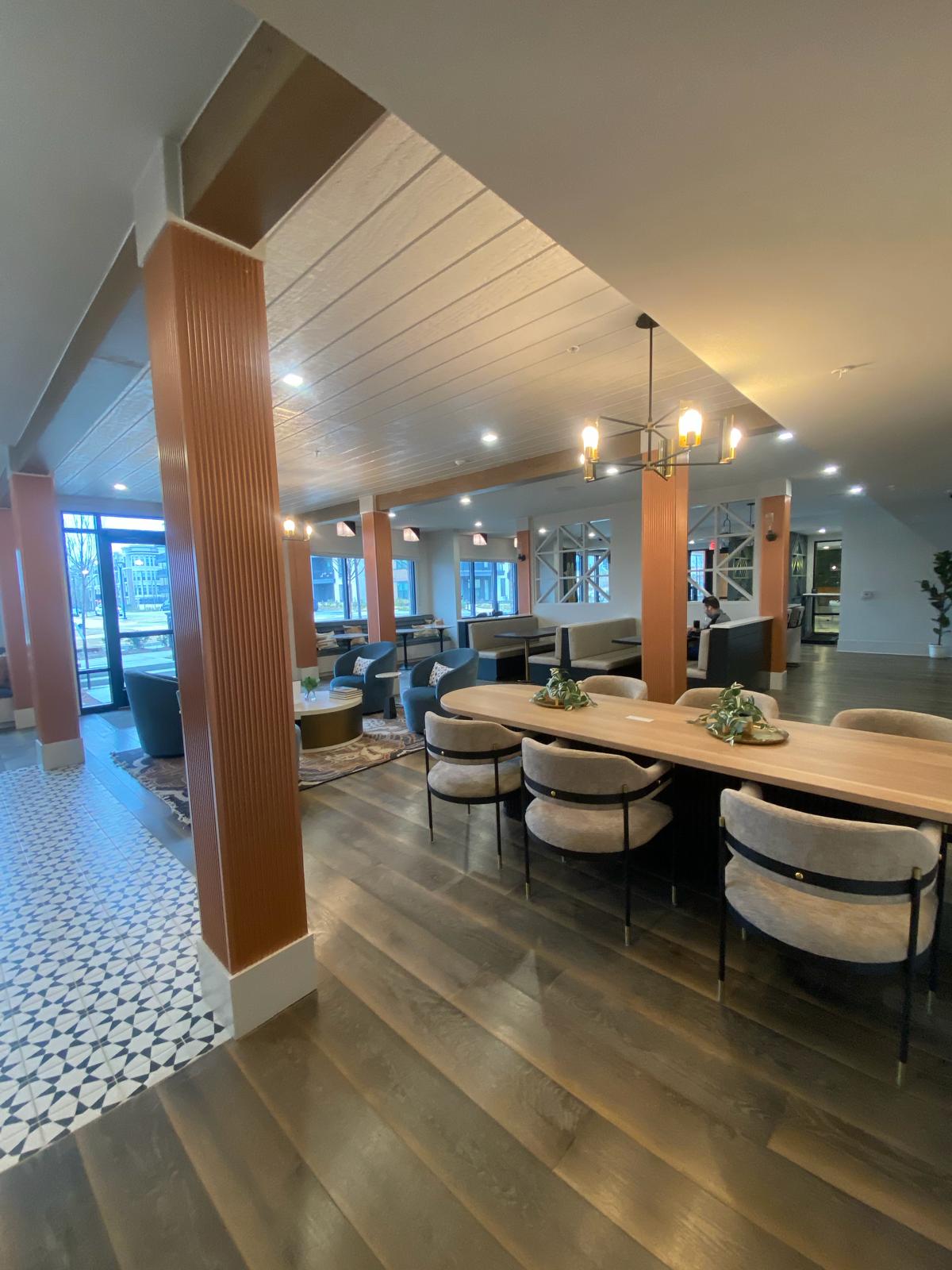 Clubhouse lounge common area cleaned by DJ7 Solutions